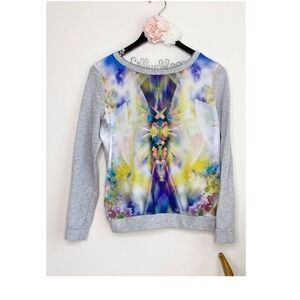 BAR III Gray Tie Dye knit Sweatshirt Sweater MEDIUM